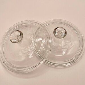 PYREX V 1 C Round Sunburst Casserole Lid (only) Clear Glass 6.5” VINTAGE (2)